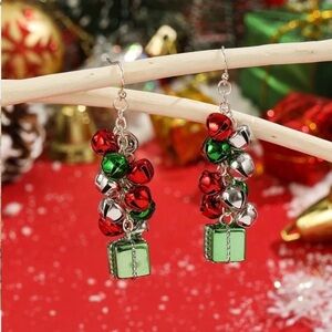 Was $20 🎉 Festive Red, Green, and Silver Earrings Fashion Jewelry